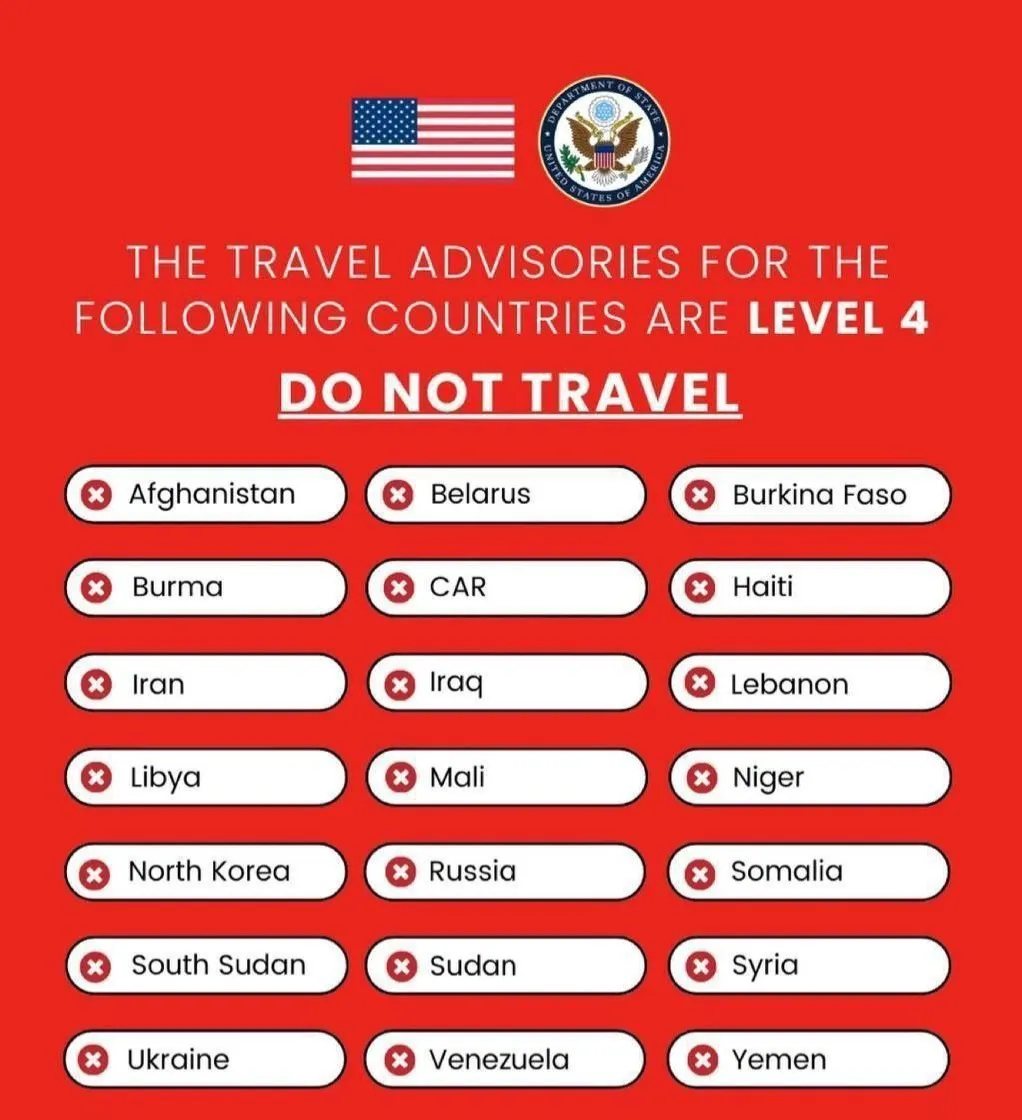 8 منها إفريقية.. واشنطن تحذر من السفر إلى 21 دولة