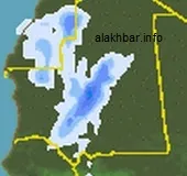 خارطة توقع توزع الامطار عند الساعة السابعة من فجر 10/03/2015