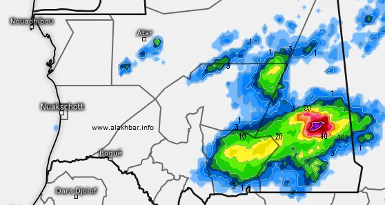 خارطة الامطار المسجلة عبر الاقمار الاقمار الاصطناعية خلال 24 ساعة ال?