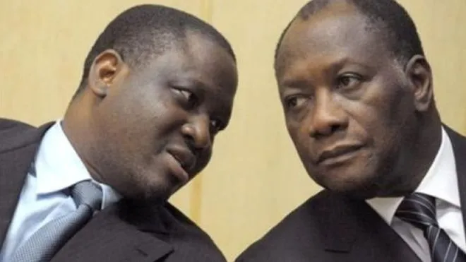 الرئيس الإيفواري الحسن واتارا ورئيس الجمعية الوطنية غيليوم سورو.