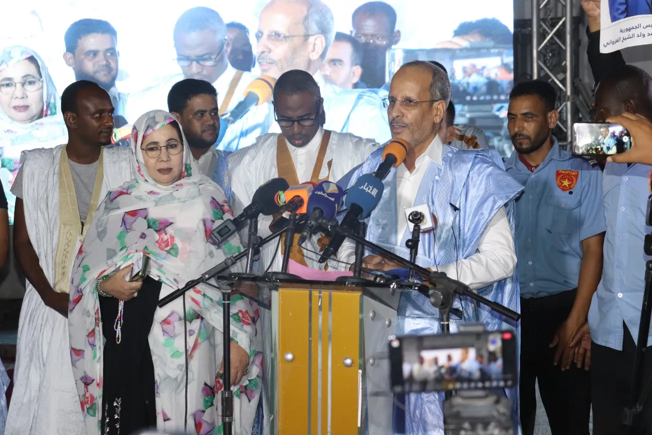 رئيس حزب الإنصاف محمد ماء العينين ولد أييه خلال كلمة له بنشاط سياسي ل