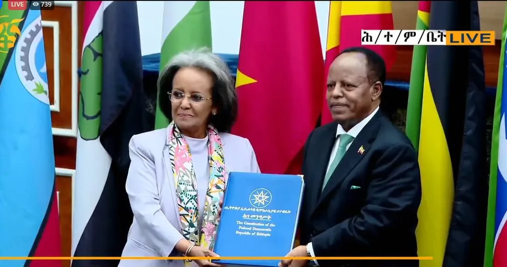 الرئيس،الإثيوبي الجديد تايي أتسكي سيلاسي والرئيسة السابقة سهلي ورق 
